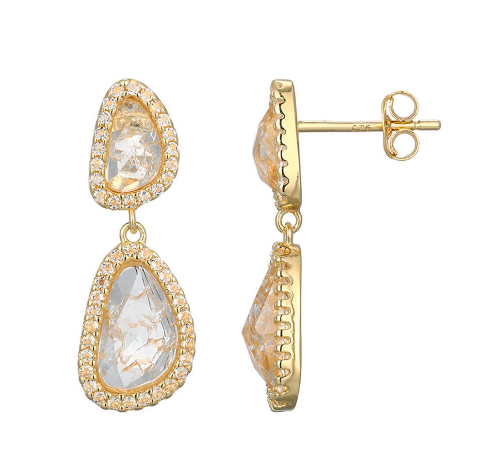 Cavill Ohrring-Set Cavill Silberohrringe Damen, weißer Quarz 2,98 ct, vergoldet, Tropfen (2-tlg) von Cavill