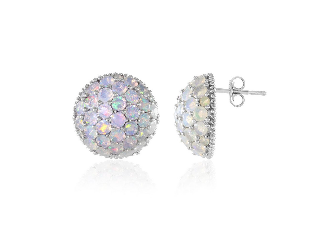 Cavill Ohrring-Set Cavill platinierte Welo Opal Ohrstecker 925 Silber rund 4,34 ct (2-tlg) von Cavill