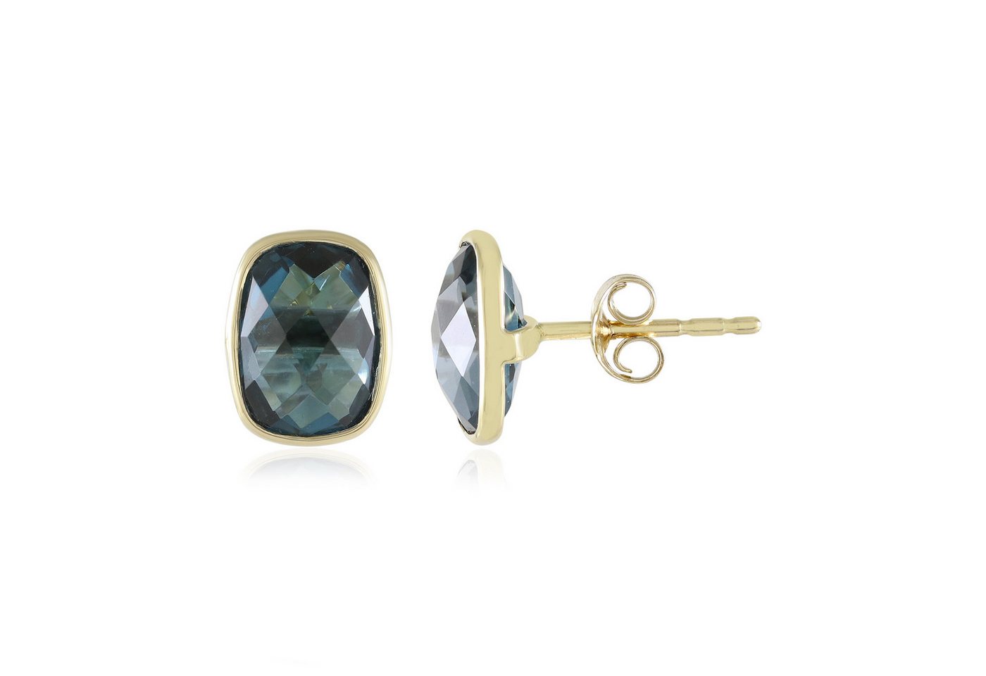 Cavill Ohrring-Set Cavill 4,05 ct Londonblauer Topas, Schachbrettschliff, 375er Gold (2-tlg) von Cavill