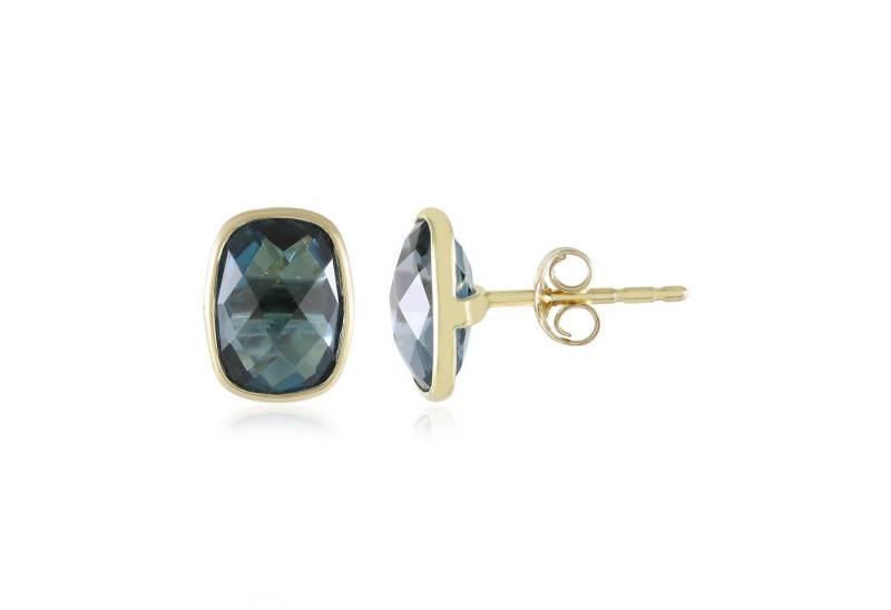 Cavill Ohrring-Set Cavill 4,05 ct Londonblauer Topas, Schachbrettschliff, 375er Gold (2-tlg) von Cavill