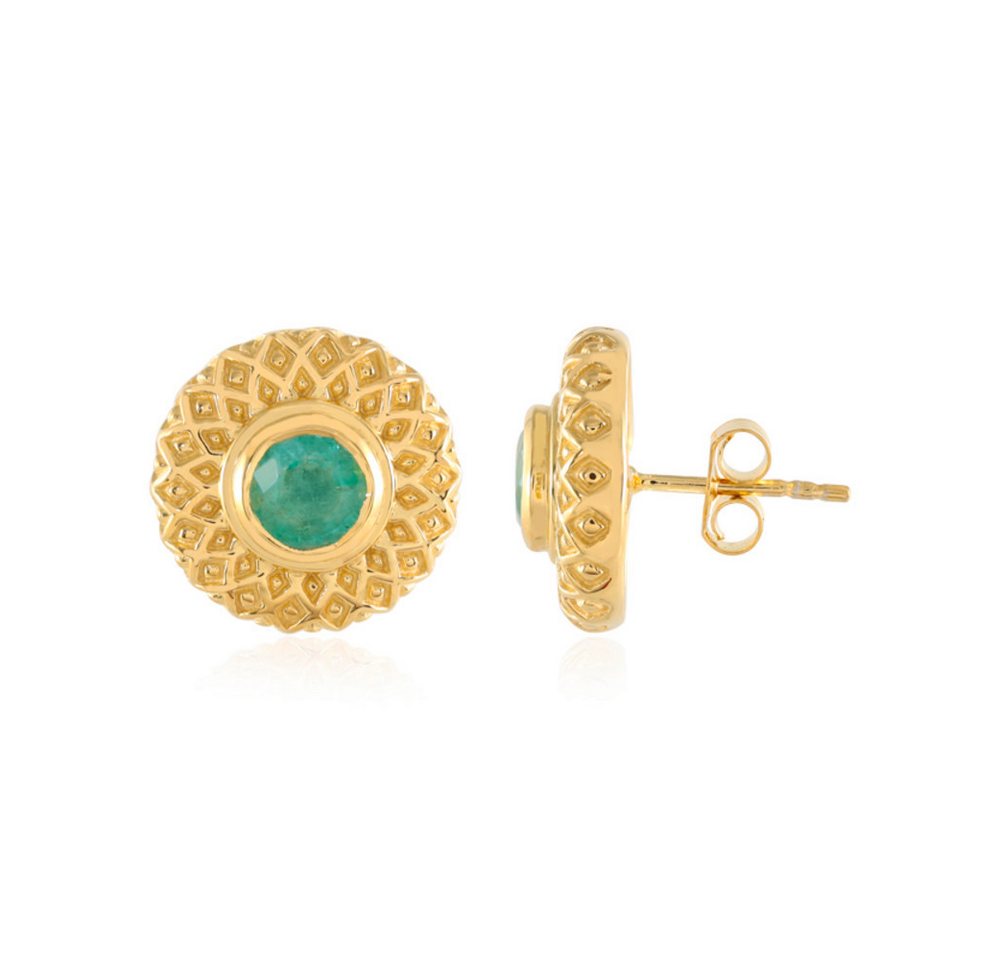 Cavill Ohrring-Set Cavill Damen Ohrringe 1,41 ct Smaragd Sterlingsilber vergoldet rund (2-tlg) von Cavill