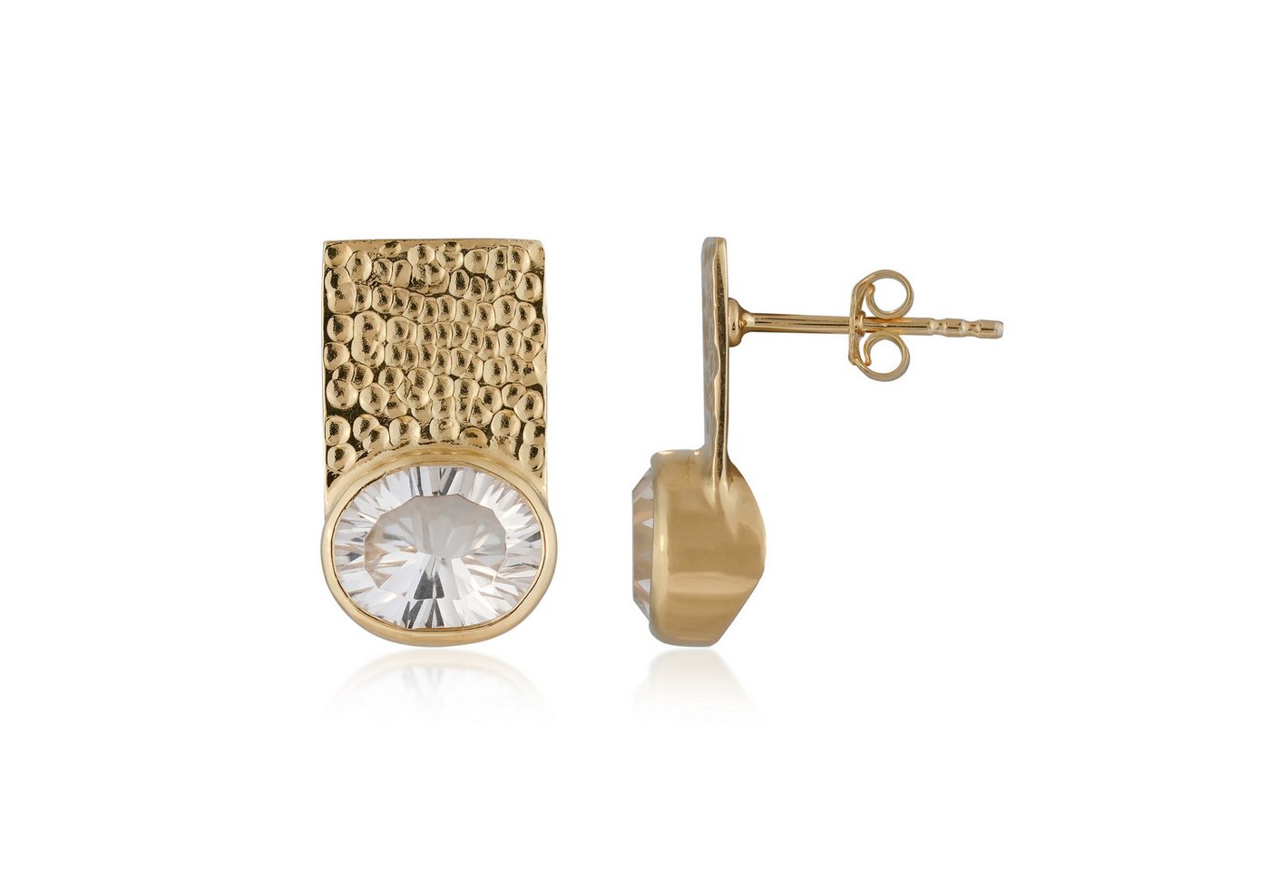 Cavill Ohrring-Set Cavill Damen Ohrringe 4,6 ct weißer Quarz vergoldet Silber elegant (2-tlg) von Cavill