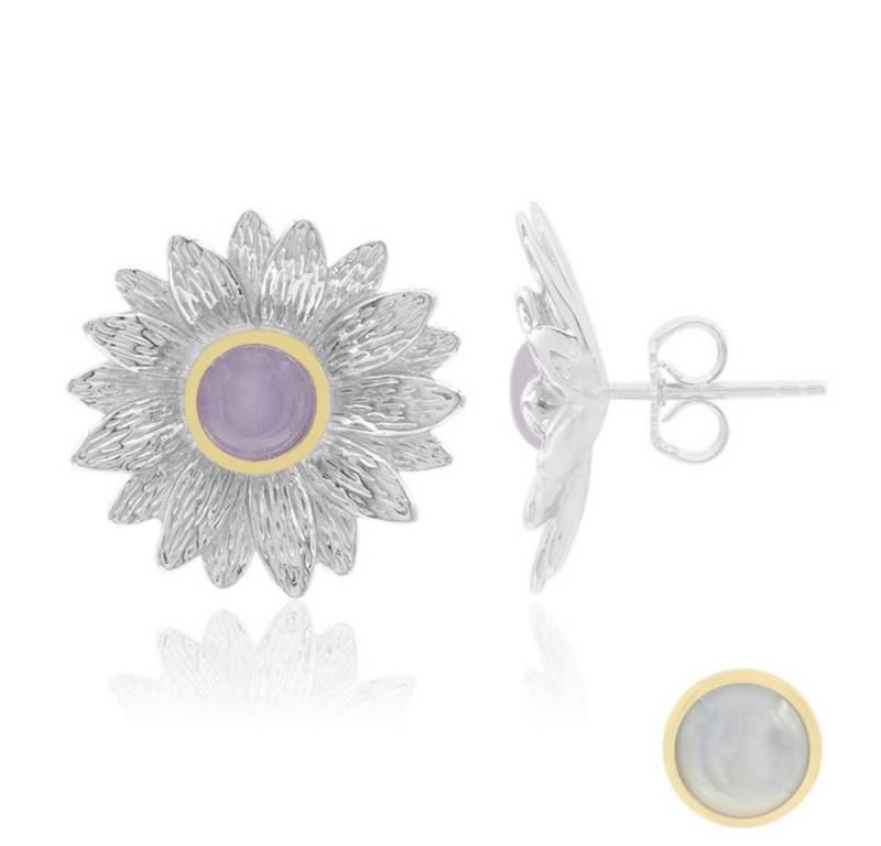 Cavill Ohrring-Set Cavill Damenohrringe 925 Silber Lavendel Jade 0,81 ct Perlmutt Blüte (2-tlg) von Cavill