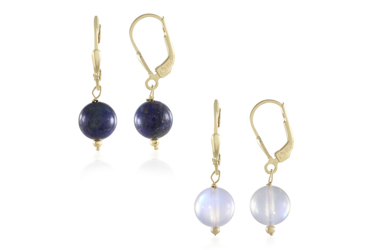 Cavill Ohrring-Set Cavill Ohrhänger Damen 925 Silber vergoldet 14,65 ct Mondstein (2-tlg) von Cavill