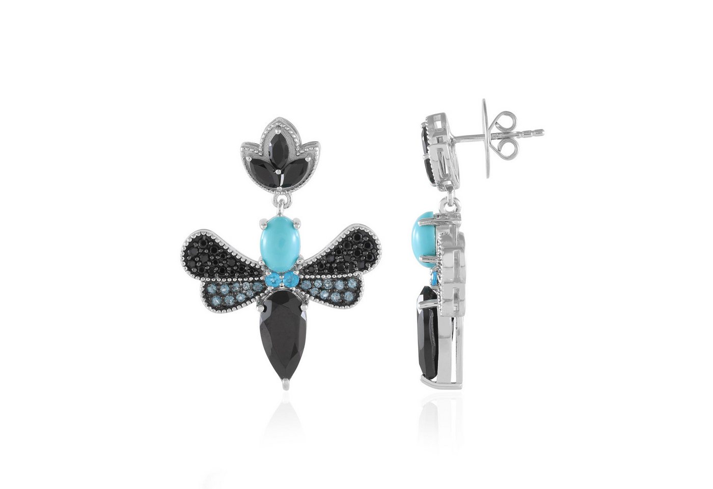 Cavill Ohrring-Set Cavill Ohrringe 7,6 ct Onyx & türkis, Sterling Silber Libellen (2-tlg) von Cavill