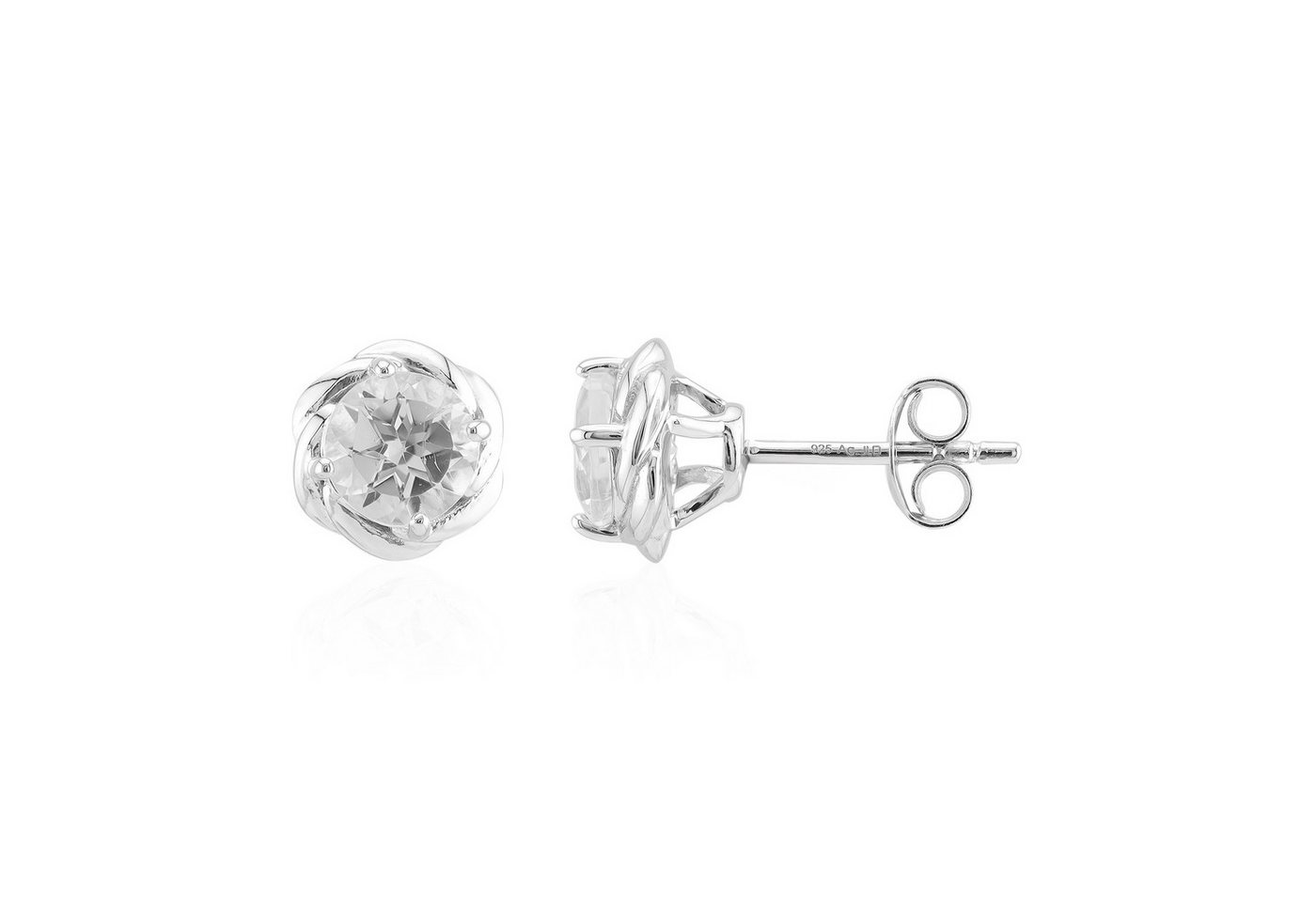 Cavill Ohrring-Set Cavill Ohrringe Damen 2 weiße Topas 1,87 ct Rundschliff 925 Silber (2-tlg) von Cavill