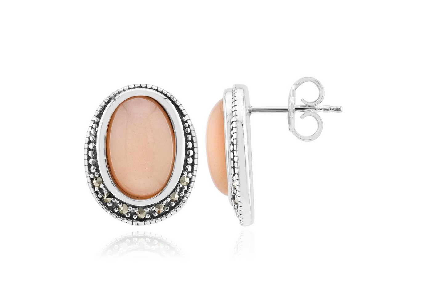 Cavill Ohrring-Set Cavill Ohrringe Damen 6,6 ct Pfirsich-Mondstein Sterlingsilber oval (2-tlg) von Cavill