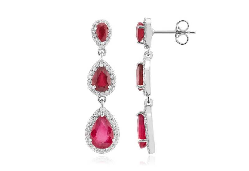 Cavill Ohrring-Set Cavill Rubin Tropfen Ohrringe 6,95 ct Silber rhodiniert Zirkonia (2-tlg) von Cavill