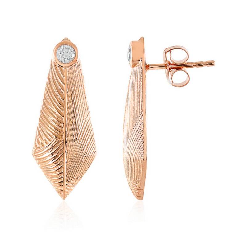 Cavill Ohrring-Set Cavill Zirkon Ohrringe 0,32 ct, 925er Sterlingsilber rosé, Blatt (2-tlg) von Cavill