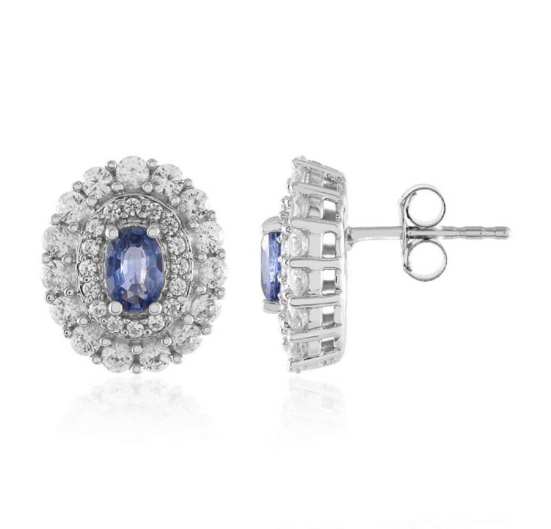 Cavill Ohrring-Set Cavill Damen Ohrhänger 3,21 ct blaue Saphire, 925 Silber platin (2-tlg) von Cavill