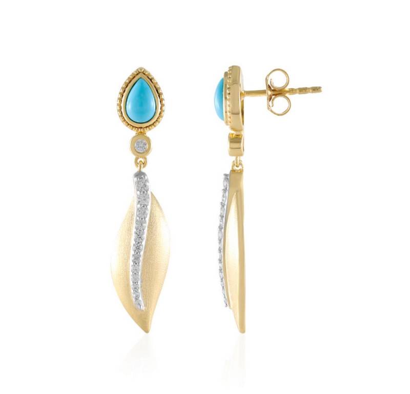 Cavill Ohrring-Set Cavill Türkis Ohrringe Damen 1,27 ct Zirkon 925er Silber vergoldet (2-tlg) von Cavill