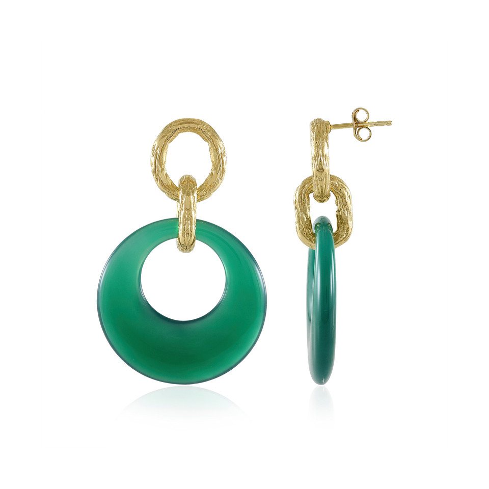 Cavill Ohrring-Set Cavill Grüner Onyx Ohrringe 34,04 ct, 925er Silber vergoldet, 46 mm (2-tlg) von Cavill