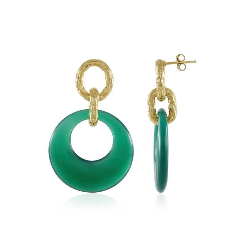 Cavill Ohrring-Set Cavill Grüner Onyx Ohrringe 34,04 ct, 925er Silber vergoldet, 46 mm (2-tlg) von Cavill