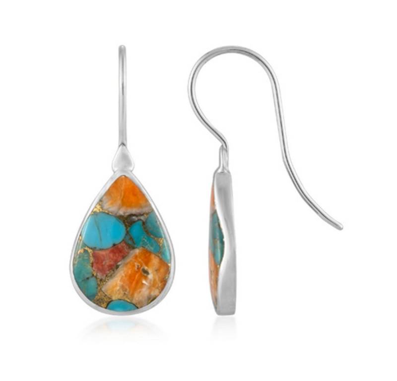 Cavill Ohrring-Set Cavill Silberohrringe mit Kingman-Türkis, 36 mm Tropfenform, Damen (2-tlg) von Cavill