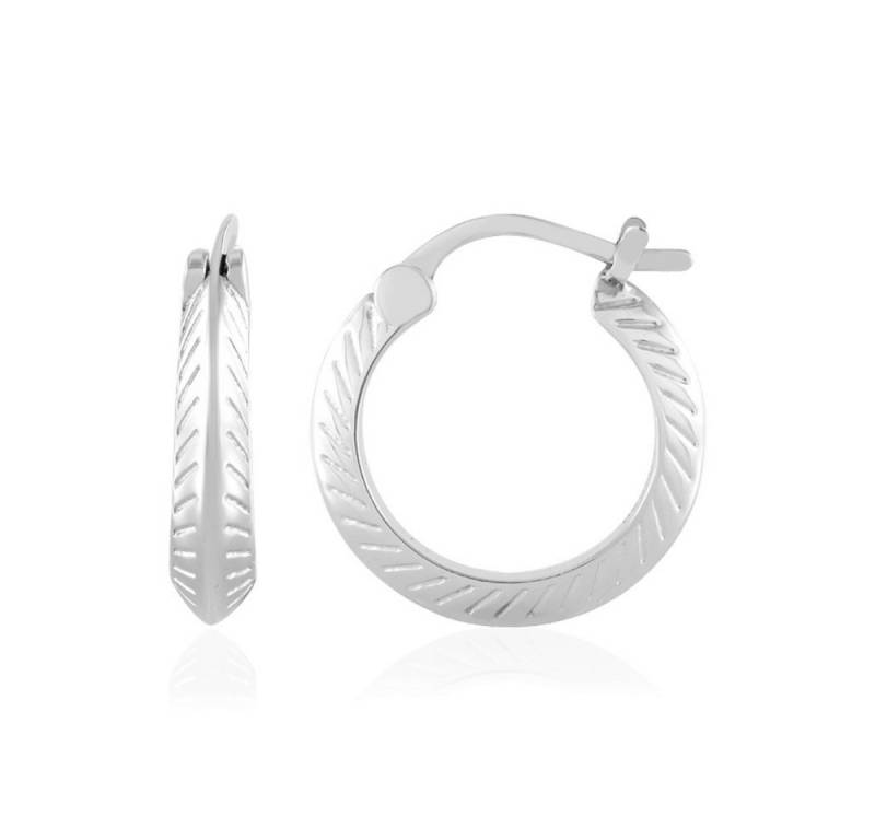 Cavill Ohrring-Set Cavill Creolen 925 Silber Damen, 19 mm, Federmuster, glänzend (2-tlg) von Cavill