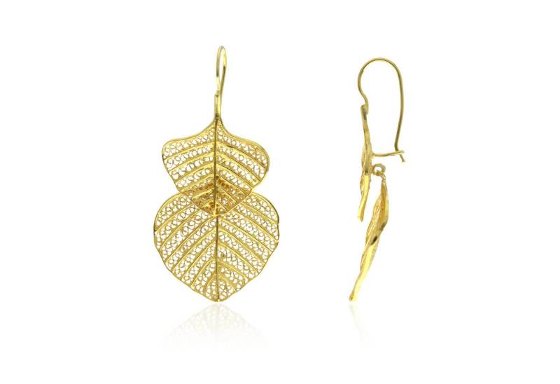 Cavill Ohrring-Set Cavill Sterlingsilber Ohrringe Damen, vergoldet, Blattdesign 52 mm (2-tlg) von Cavill