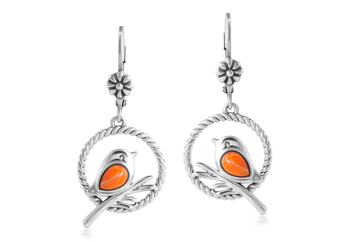 Cavill Ohrring-Set Sterling Silber Ohrringe Damen 0,85 ct Tropfen Orange Boho Vogel (2-tlg) von Cavill