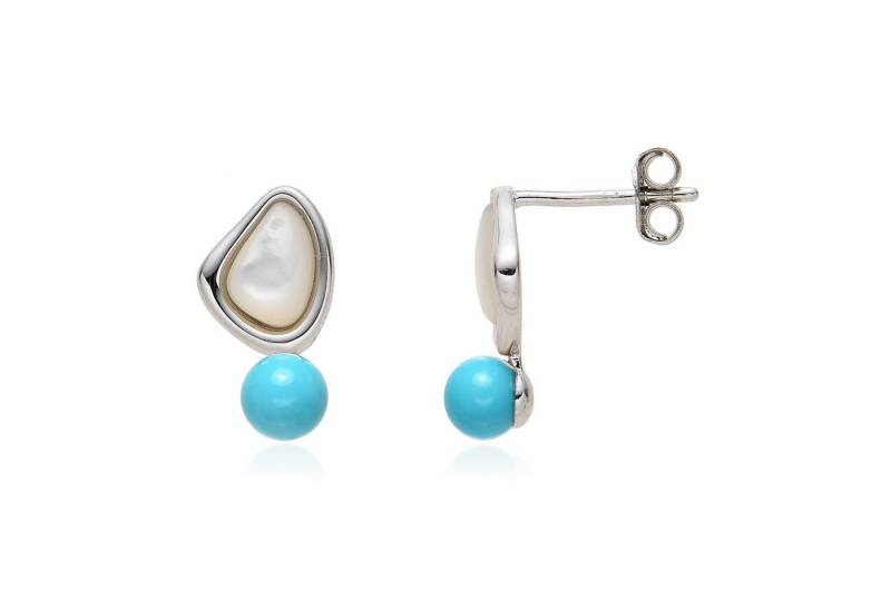 Cavill Ohrring-Set Cavill 925 Silber Ohrstecker mit 1,4 ct Türkis & Perlmutt, weiß-blau (2-tlg) von Cavill