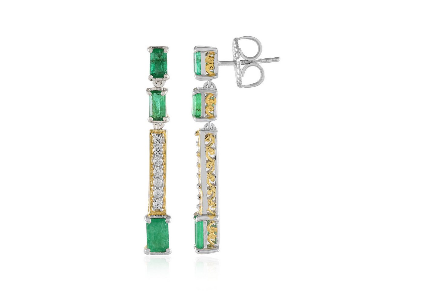 Cavill Ohrring-Set Sambia Smaragd Ohrhänger 2,448 ct Silber 925 Zirkon Damen (2-tlg) von Cavill