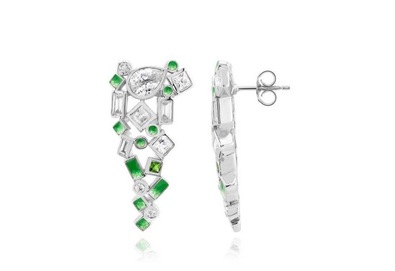 Cavill Ohrring-Set Cavill platinierte Silberohrringe mit 4,10 ct grünem Zirkon (2-tlg) von Cavill