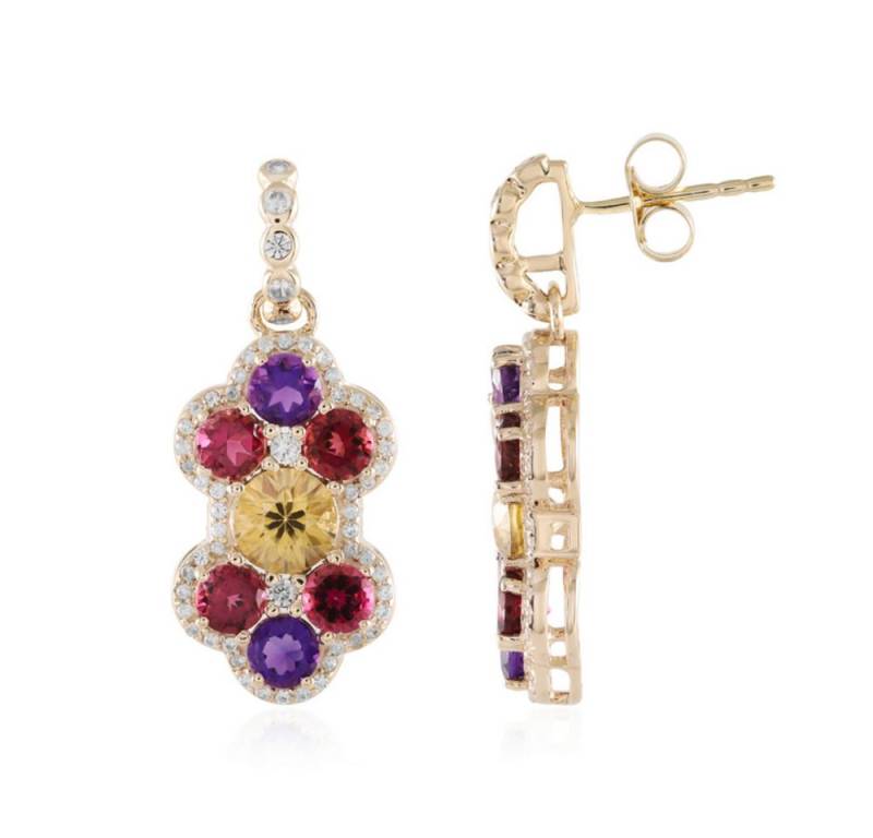 Cavill Ohrring-Set Cavill 9K Gelbgold Ohrringe mit 2,07 ct Zirkon, Amethyst, Turmalin (2-tlg) von Cavill