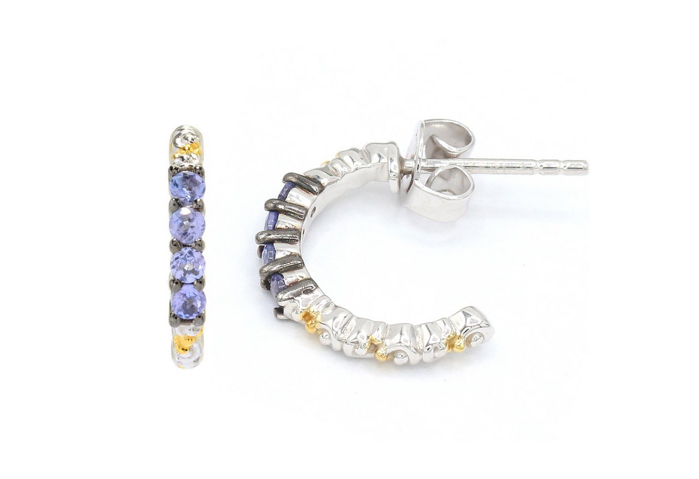 Cavill Ohrring-Set Cavill Tansanit Ohrringe 0,29 ct Silber 925 Rund 16 mm Damen (2-tlg) von Cavill