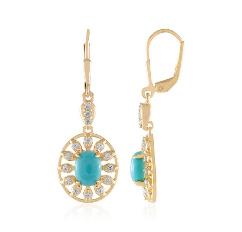 Cavill Ohrring-Set Cavill Türkis 2,67 ct Ohrringe, ovaler Cabochon, Silber vergoldet (2-tlg) von Cavill