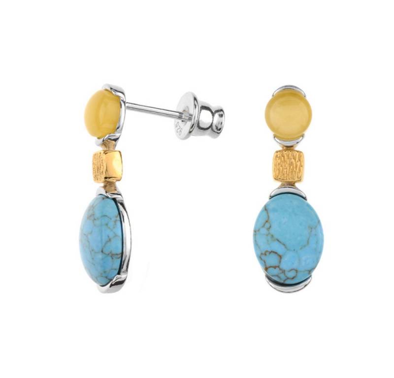 Cavill Ohrring-Set Cavill Sterlingsilber Ohrringe mit 3,40 ct Türkis & Bernstein (2-tlg) von Cavill