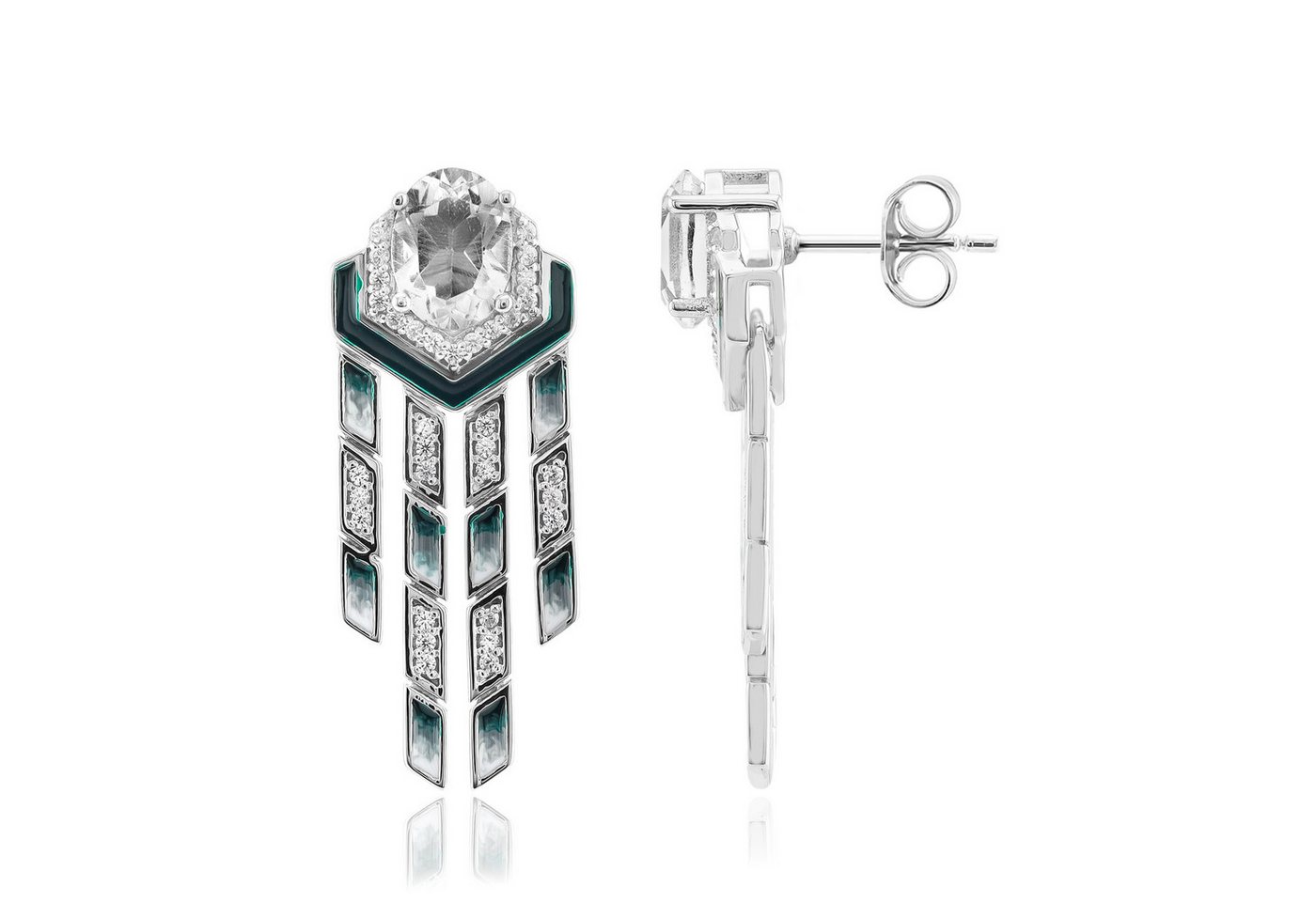 Cavill Ohrring-Set Cavill 925 Sterlingsilber Ohrringe Platin, 2,09 ct Quarz & Zirkon (2-tlg) von Cavill