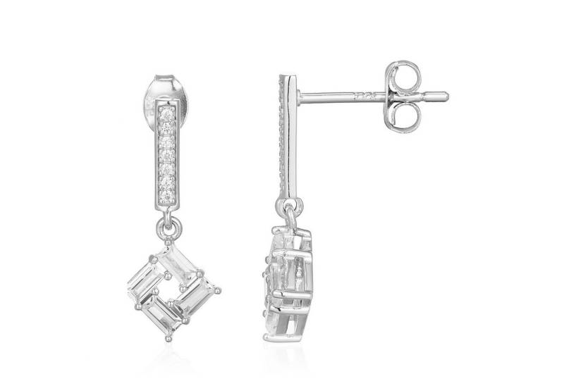 Cavill Ohrring-Set Silberohrringe Damen 0,58 ct weiße Topase Baguette Design 925 (2-tlg) von Cavill