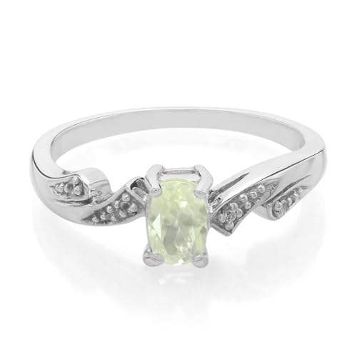 Cavill Orthoklas Ring Silber 925 Sterling mit 0,46 ct Antikschliff aus Madagaskar, 4 weiße Topase Brillantschliff, eleganter moderner Schmuckring Größe 17 von Cavill