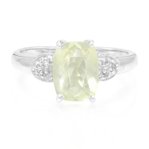 Cavill Orthoklas Ring 1,38 ct Antikschliff mit 6 weißen Topas-Steinen 0,043 ct, eleganter 925er Sterling Silberring, moderner ovaler Edelsteinring aus Madagaskar, Größe 17 von Cavill