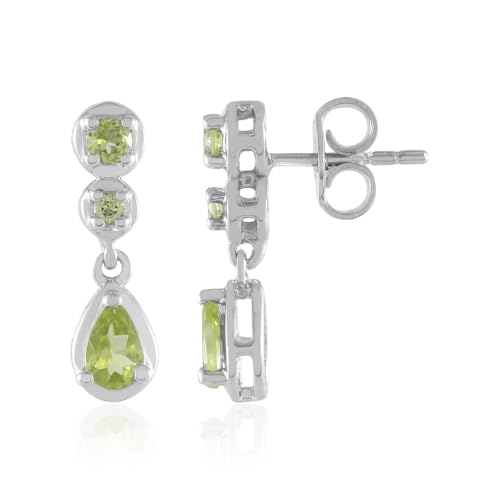 Cavill Peridot Ohrringe Damen 925 Sterling Silber 1,161 ct Tropfen- und Rundschliff Grün Modern Eleganter Schmuck 19 mm Steckverschluss Leicht und Stilvoll von Cavill