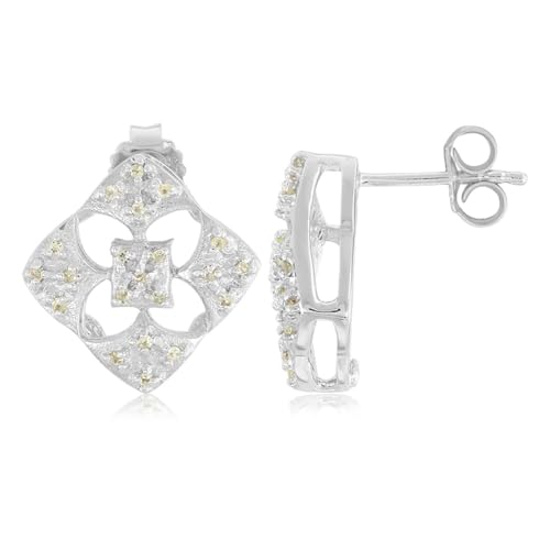 Cavill Peridot Ohrringe Silber 925 Sterling Damen Ohrstecker mit 0,16 ct grünem Peridot Rundschliff, filigranes elegantes Design, 17 mm, hochwertiger Schmuck für Alltag & Anlass von Cavill