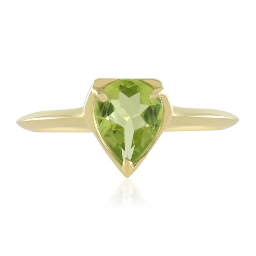 Cavill Peridot Silberring 0,872 ct Tropfenschliff 925er vergoldetes Sterlingsilber moderner Ring in elegantem Tropfen-Design lebhaftes Grün Schmuck für Damen von Cavill