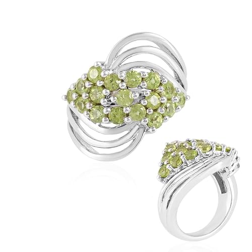 Cavill Peridot Ring 925 Silber plattiert, elegant modern Damenring mit 1,798 ct funkelnden rund geschliffenen grünen Peridots, Größen 17-20, zeitlos stilvoll Cavill Peridot Ring 925 Silber plattiert, elegant modern Damenring mit 1,798 ct funkelnden rund geschliffenen grünen Peridots, Größen 17-20, zeitlos stilvoll von Cavill