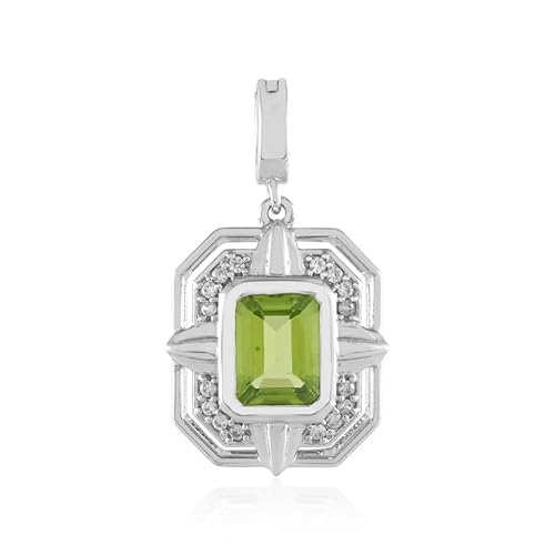 Cavill Peridot Silberanhänger 29x16mm mit grünem Oktagon Treppenschliff Peridot & funkelnden Zirkonen, moderner eleganter Silberanhänger mit Varioclip Cavill Peridot Silberanhänger 29x16mm mit grünem Oktagon Treppenschliff Peridot & funkelnden Zirkonen, moderner eleganter Silberanhänger mit Varioclip von Cavill