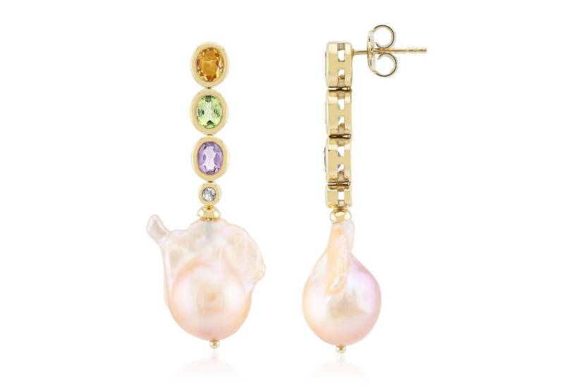 Cavill Perlenohrringe Cavill 925 Silber vergoldet Ohrringe mit Amethyst & Perlen Damen (2-tlg) von Cavill