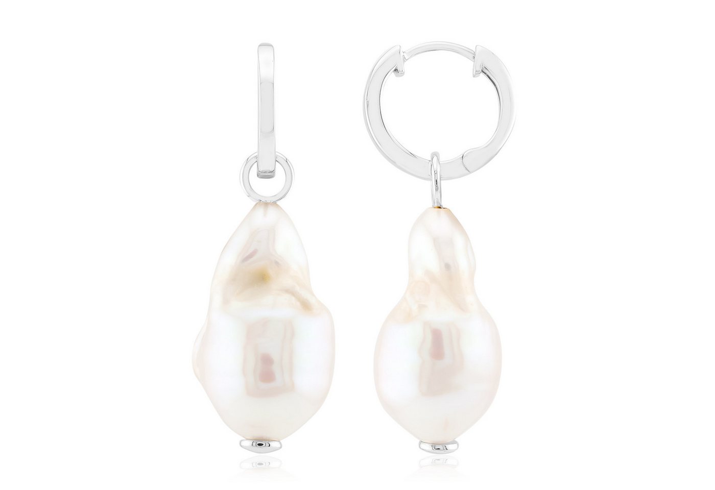 Cavill Perlenohrringe Cavill 925 Silberohrringe mit weißen Süßwasserperlen, 39 mm lang (2-tlg) von Cavill