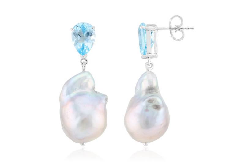 Cavill Perlenohrringe Cavill 925 Sterling Silber Ohrringe Damen, Topas Tropfen 4,06 ct (2-tlg) von Cavill