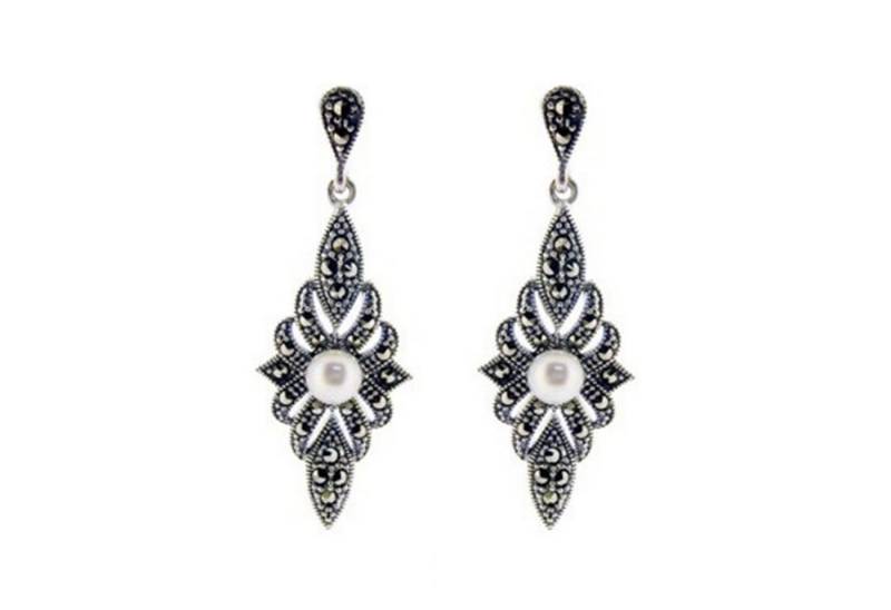 Cavill Perlenohrringe Cavill Ohrringe Sterlingsilber mit Süßwasserperlen & 0,69 ct Markasit (2-tlg) von Cavill