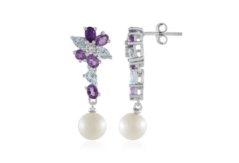 Cavill Perlenohrringe Cavill Ohrschmuck mit Süßwasserperlen, Amethyst, Topas, 2,6 ct Silber (2-tlg) von Cavill