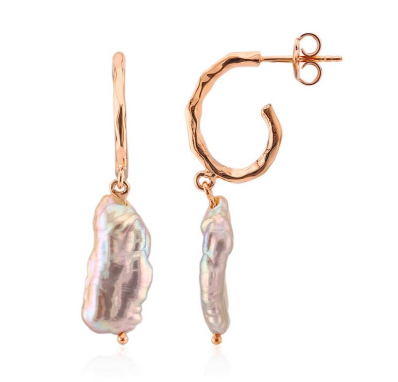 Cavill Perlenohrringe Perlenohrringe 43 mm, roségoldfarb. Sterlingsilber, Damen (2-tlg) von Cavill