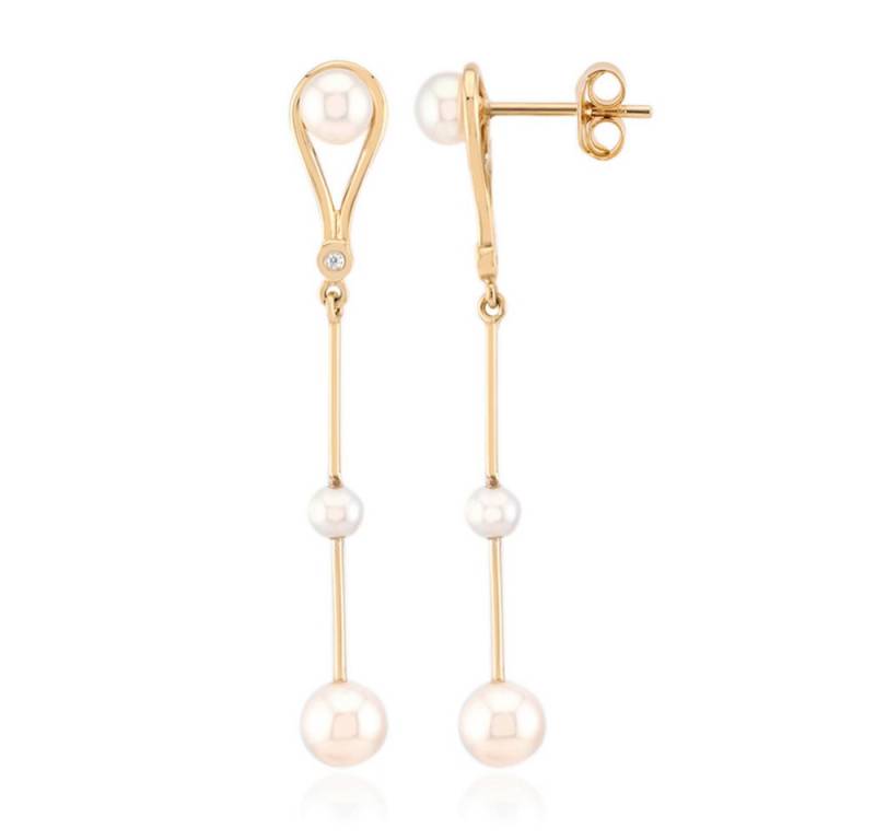 Cavill Perlenohrringe Cavill Damen Ohrringe 925 Silber vergoldet, Süßwasserperlen & Zirkon (2-tlg) von Cavill