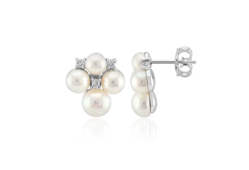 Cavill Perlenohrringe weiße Süßwasserzuchtperlen Ohrringe Silber 925, 0,27 ct Zirkonia (2-tlg) von Cavill