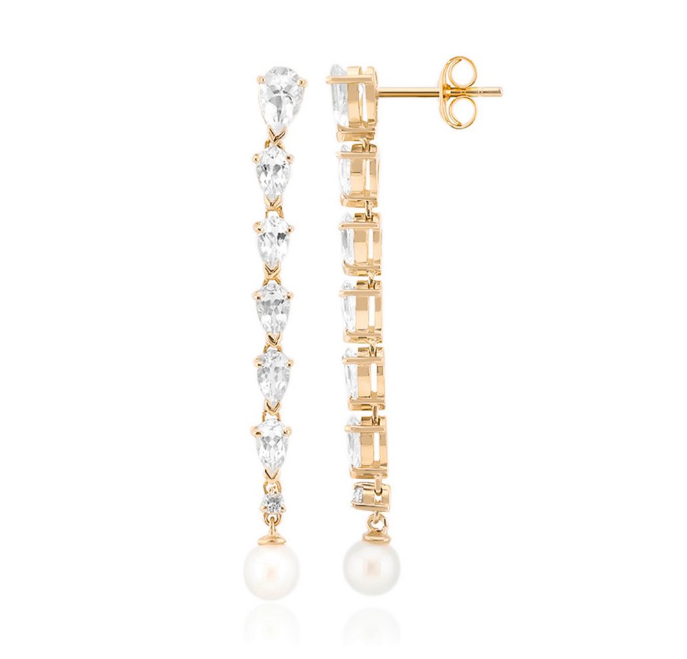 Cavill Perlenohrringe Cavill Weißtopas Ohrringe 2,93 ct, vergoldet, mit Süßwasserperlen (2-tlg) von Cavill