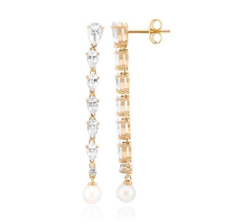 Cavill Perlenohrringe Cavill Weißtopas Ohrringe 2,93 ct, vergoldet, mit Süßwasserperlen (2-tlg) von Cavill