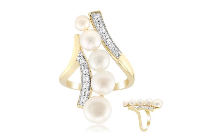 Cavill Perlenring Cavill Damenring 925 Sterlingsilber vergoldet Perlen Zirkonia (1-tlg) von Cavill