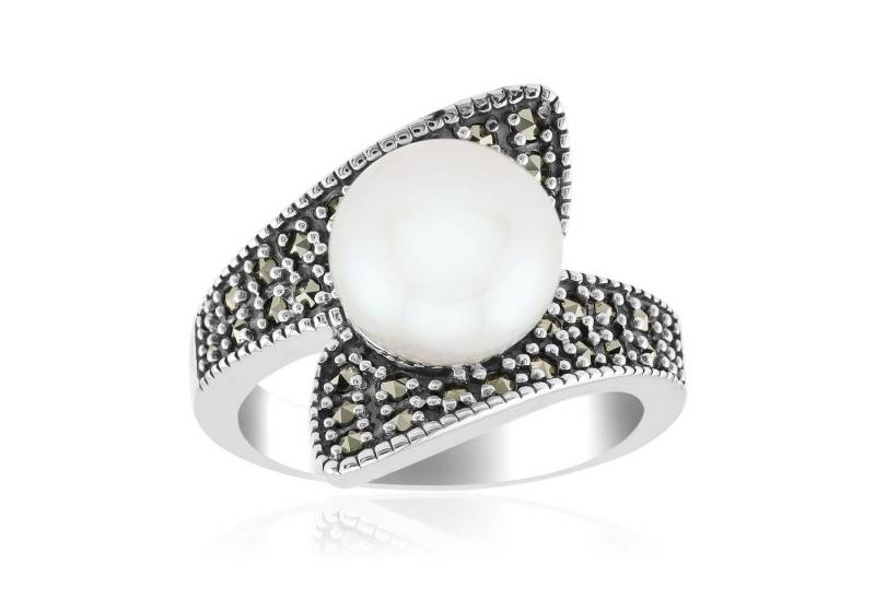 Cavill Perlenring Cavill Ring Sterlingsilber 925, 9mm Süßwasserperle, Markasit Damen (1-tlg) von Cavill