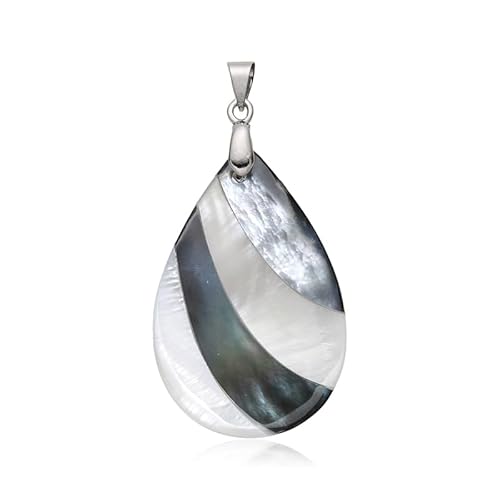 Cavill Perlmutt Anhänger Silber 925 – Mosaik Silberschmuck mit chinesischem Perlmutt, Damenanhänger Tropfenform, elegantes Design, ca. 47x26 mm, Schmuck für Damen von Cavill